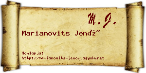 Marianovits Jenő névjegykártya